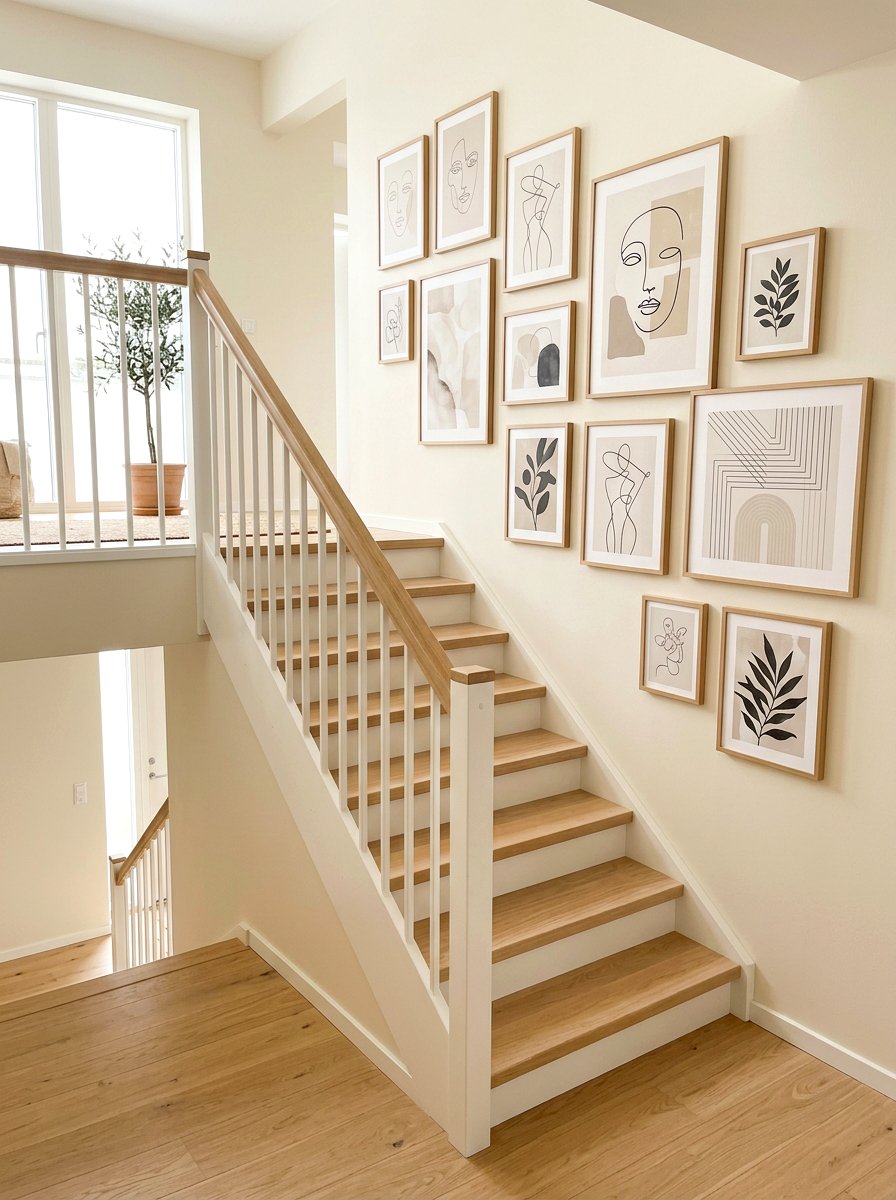 Scandinavian Style Neutral Art - 30 stair gallery wall ideas