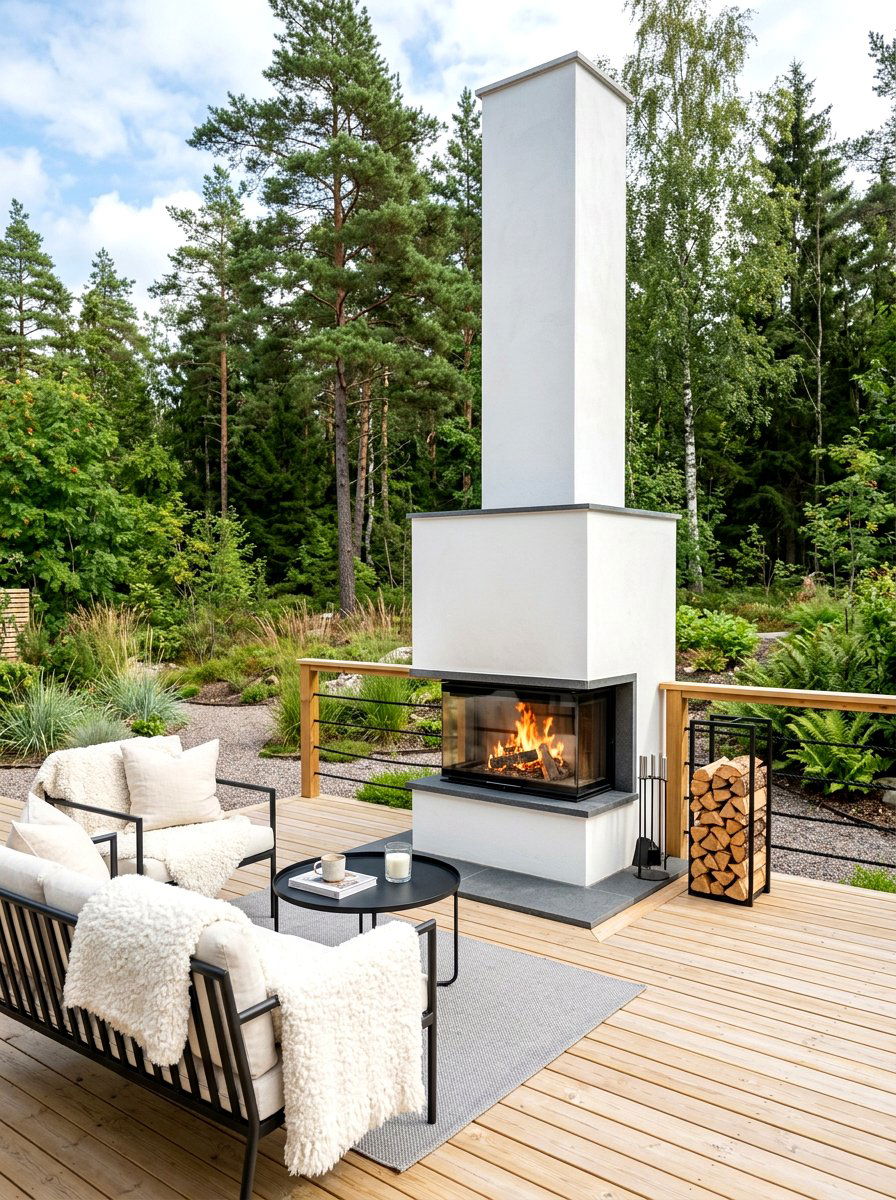 Scandinavian Style Outdoor Fireplace - 30 patio fireplace ideas