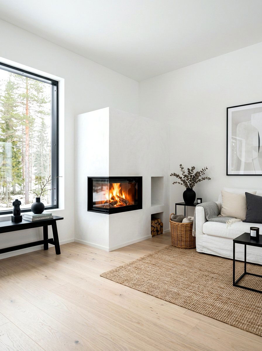 Scandinavian Style Plaster Fireplace - 30 plaster fireplace ideas