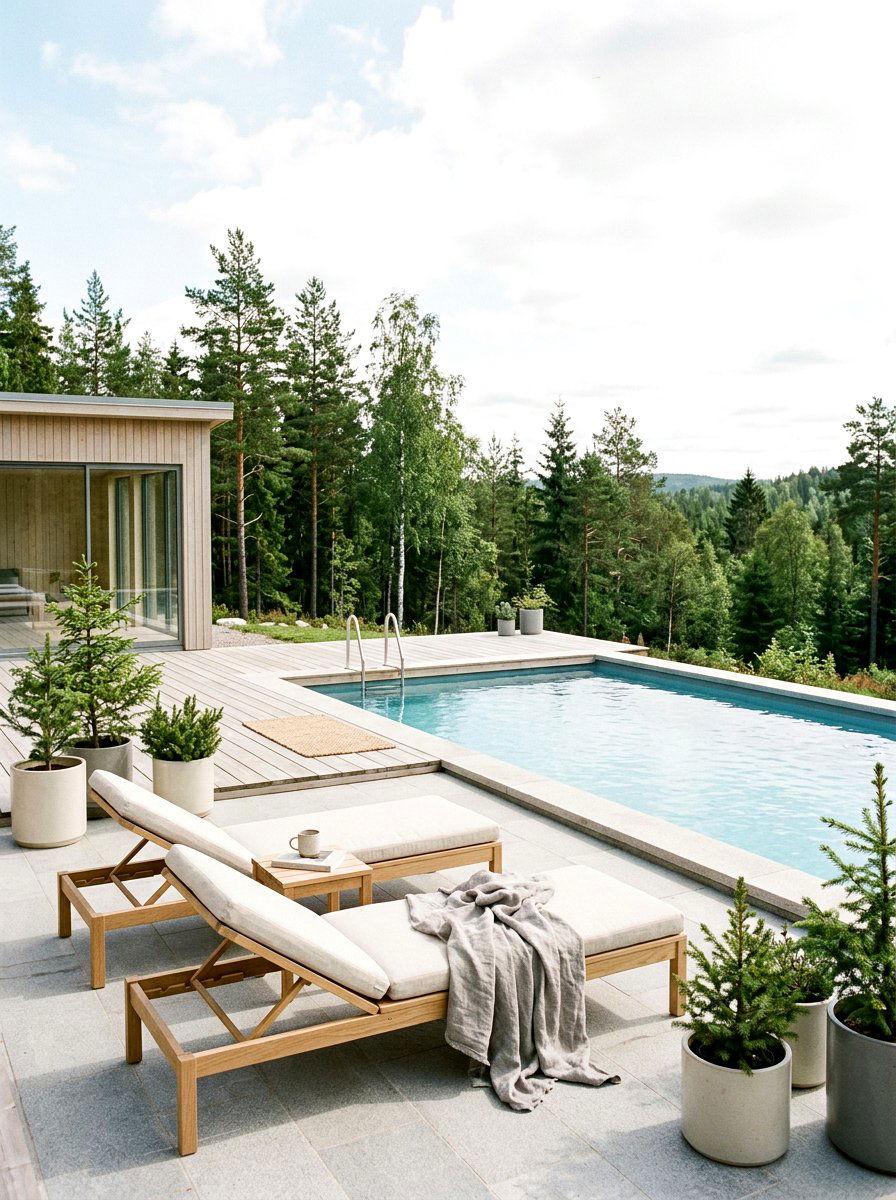 Scandinavian Style Pool Lounge - 30 pool lounge patio ideas