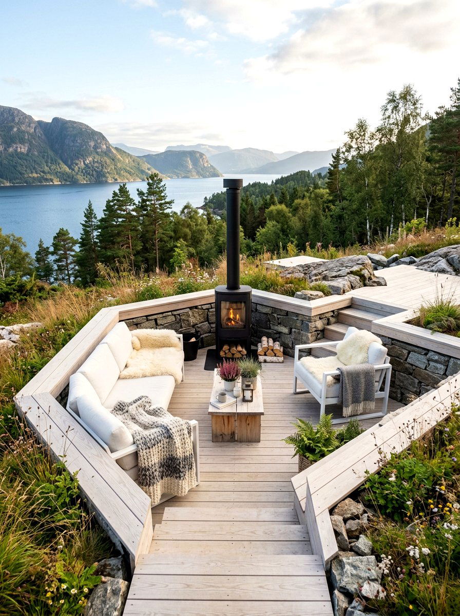 Scandinavian Style Sunken Deck - 30 sunken backyard seating ideas