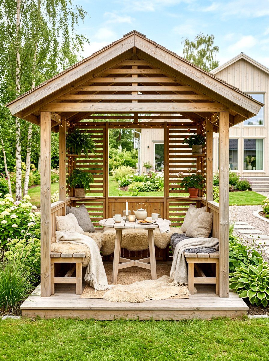 Scandinavian Style Tea Gazebo - 30 garden tea gazebo ideas