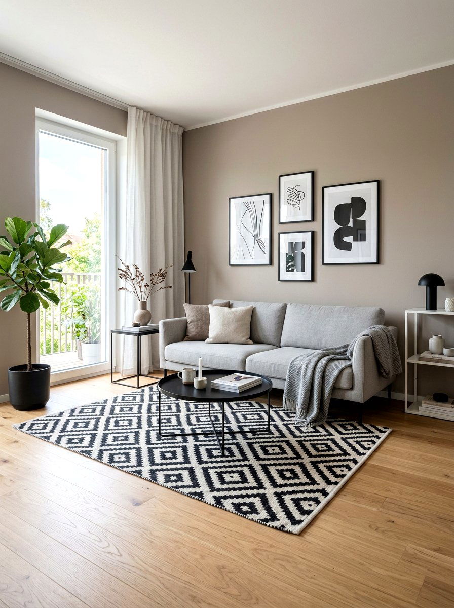 Scandinavian Taupe Black Living Room - 30 taupe and black living room ideas