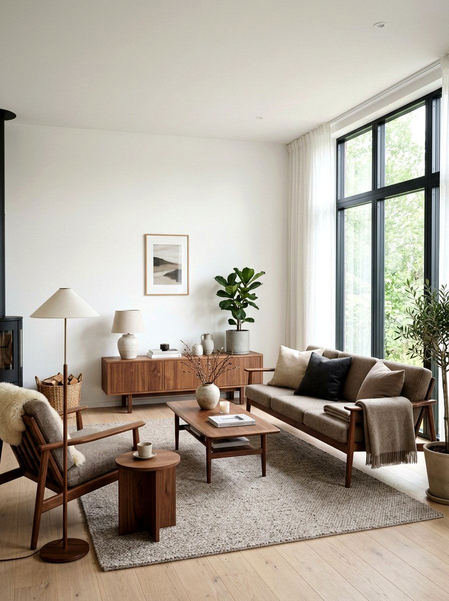 Scandinavian Walnut Living Room Mushroom Tones - 30 mushroom and walnut living room ideas