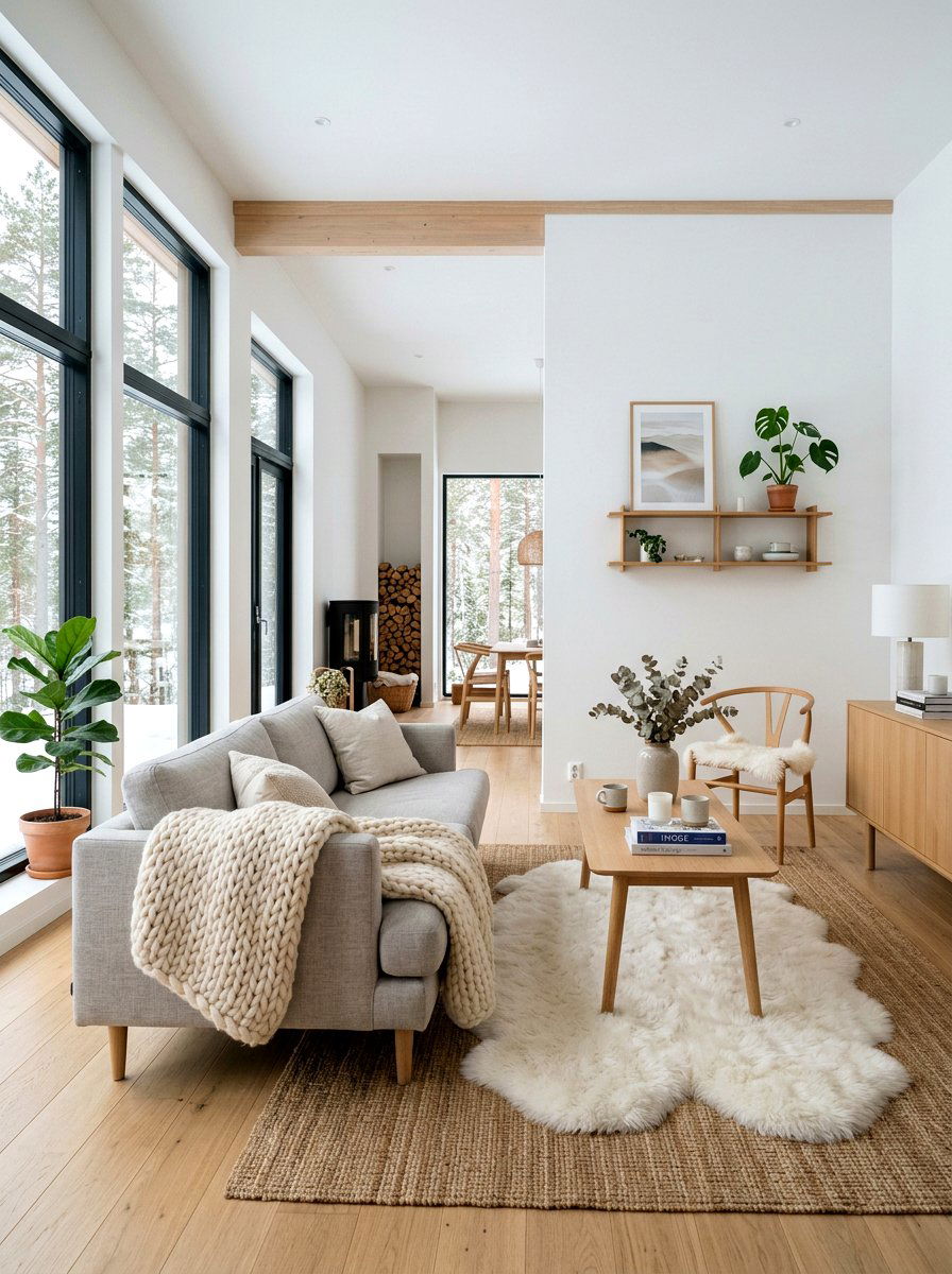 Scandinavian White Living Room - 30 white living room ideas