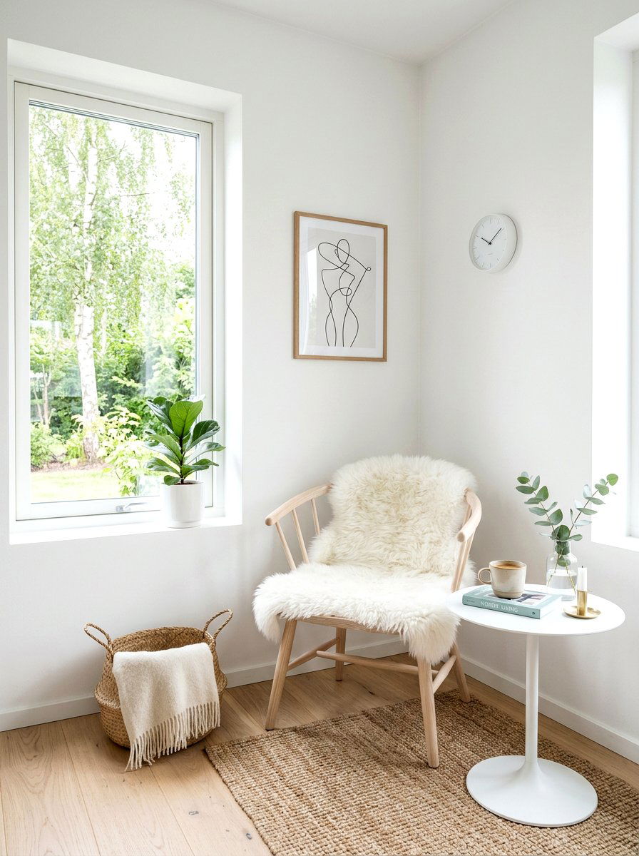Scandinavian White Nook Decor - 30 quiet corner decor ideas
