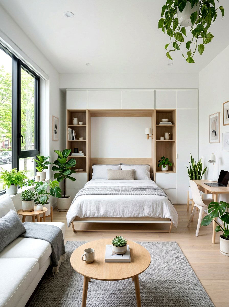 Scandinavian White Wall Bed - 30 fold out bed room ideas