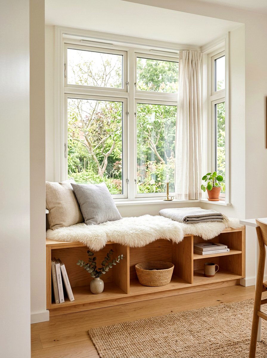Scandinavian Window Seat Bench - 30 window seat bookshelf ideas