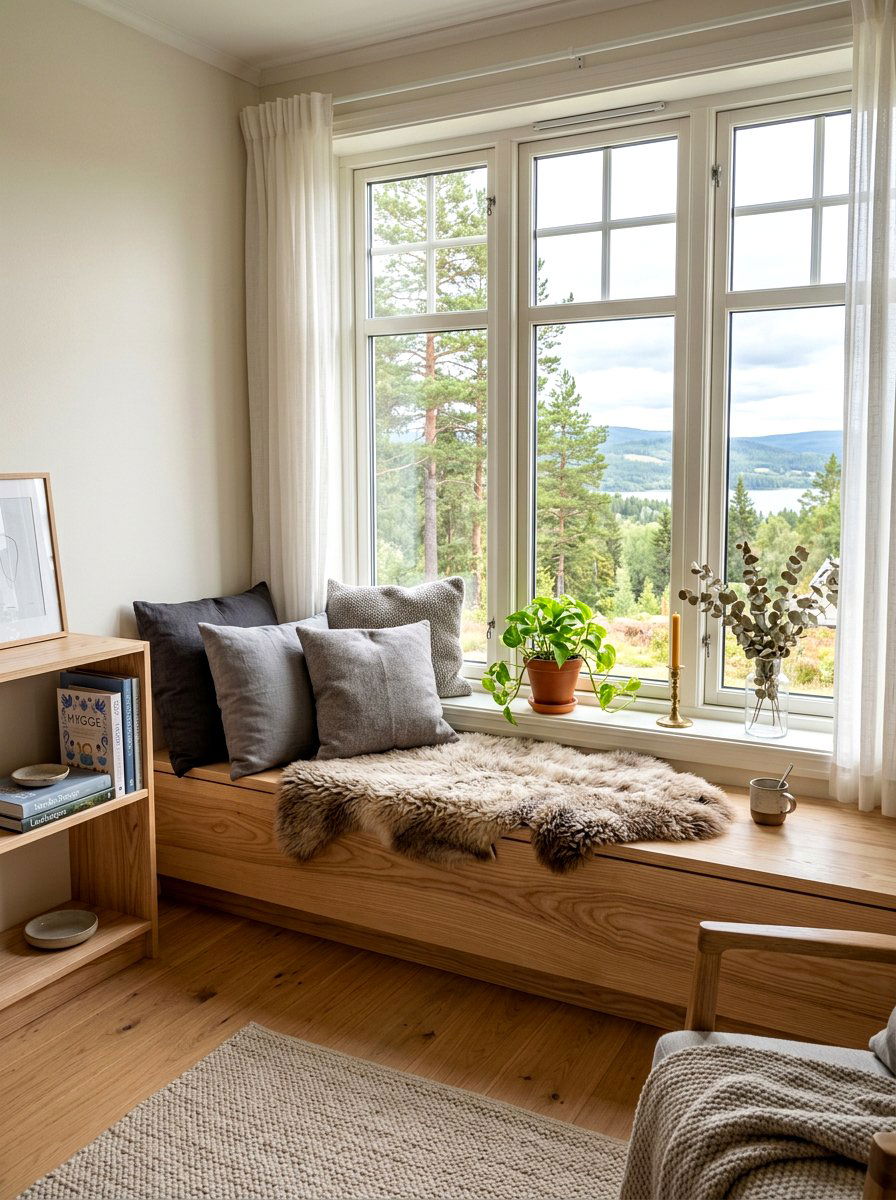 Scandinavian Window Seat - 30 bay window seating ideas