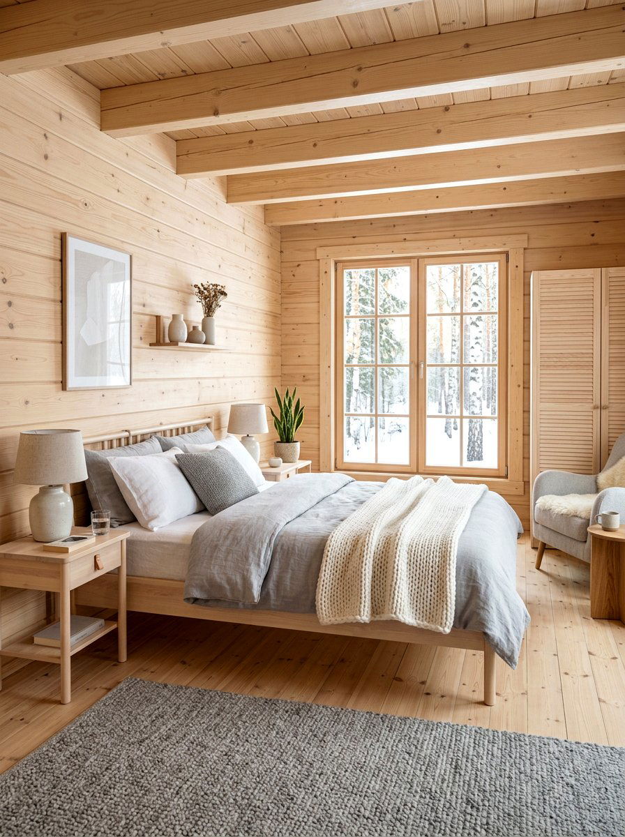 Scandinavian Wood Bedroom - 30 warm wood bedroom ideas
