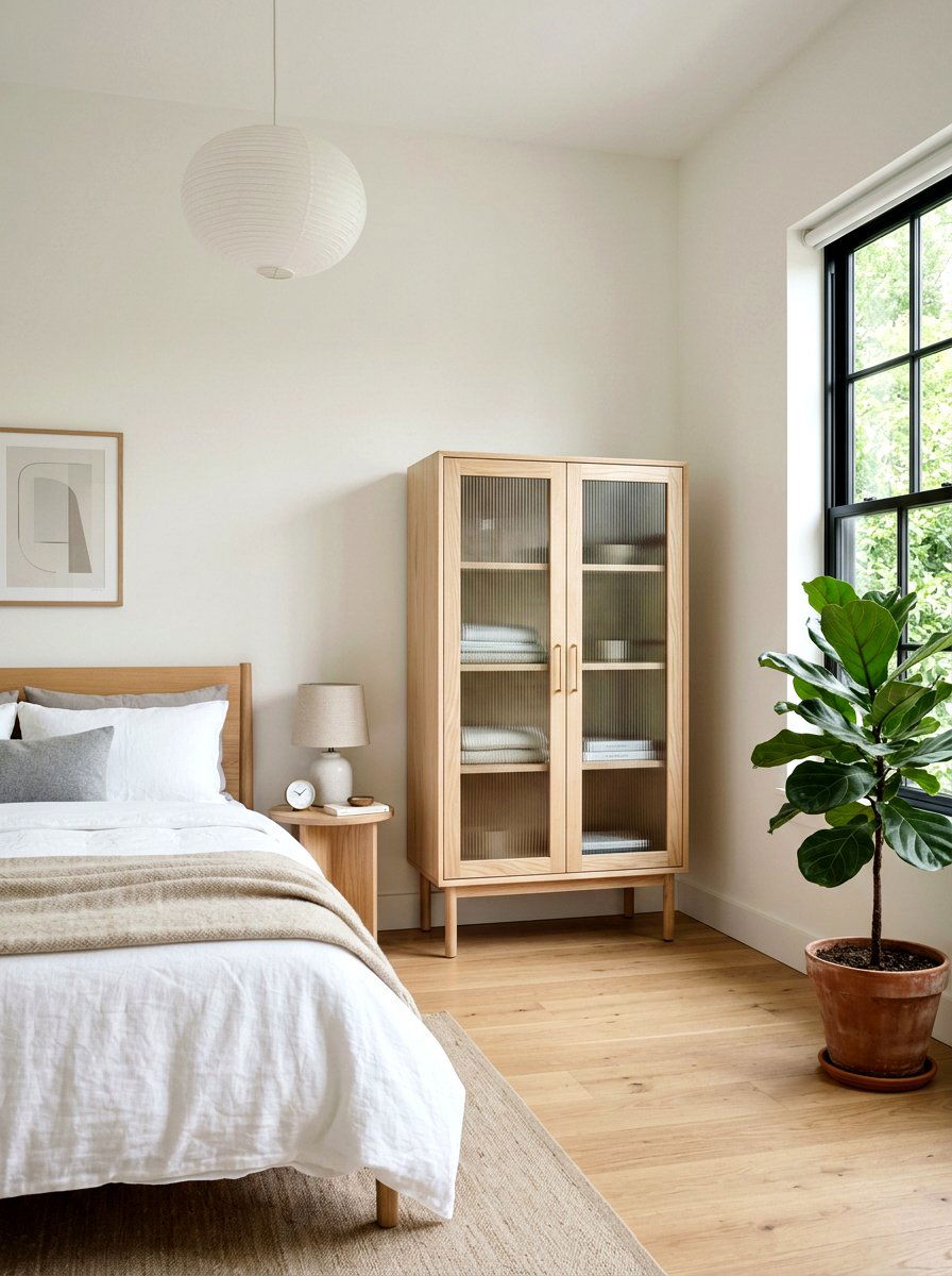 Scandinavian Wood Cabinet With Ribbed Glass - 30 ribbed glass cabinet ideas