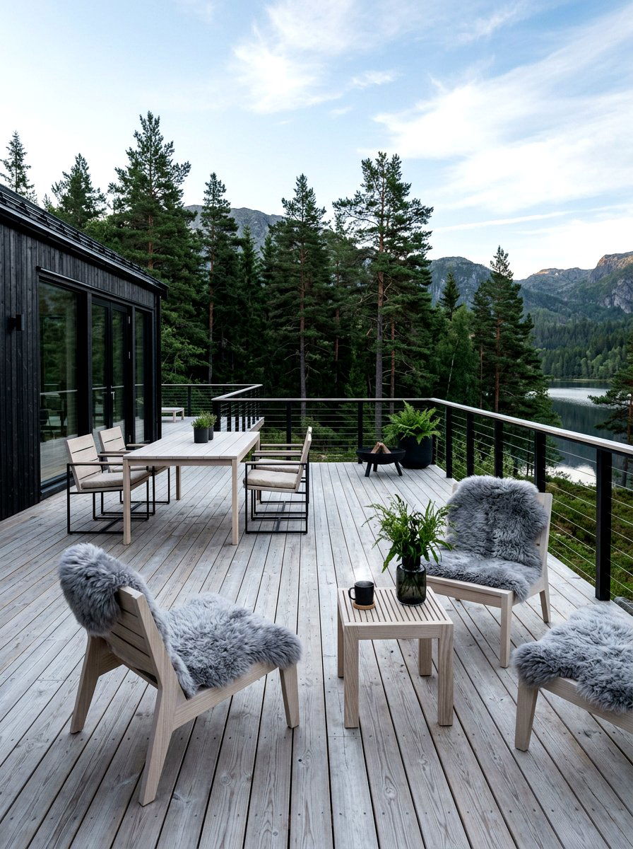 Scandinavian Wood Deck - 30 outdoor dining area ideas