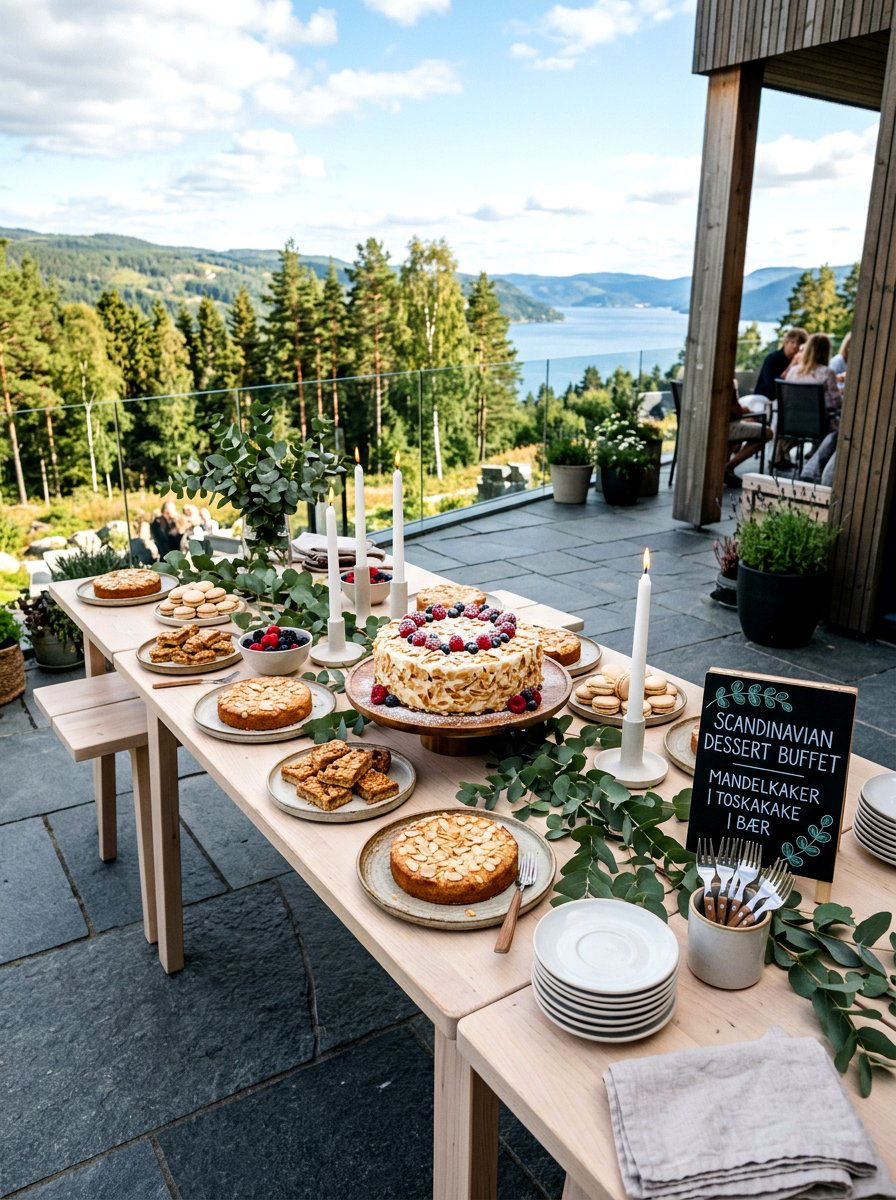 Scandinavian Wood Dessert Buffet - 30 outdoor dessert station ideas