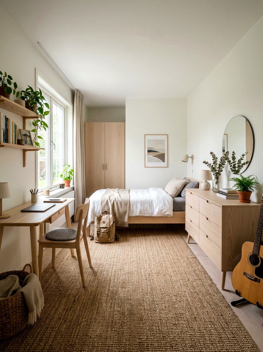 Scandinavian Wood Furniture Space - 30 minimalist teen room ideas