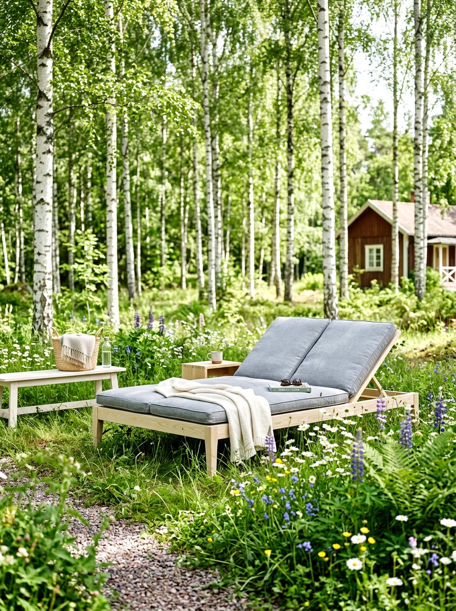 Scandinavian Wood Garden Bed - 30 luxury sun lounger ideas