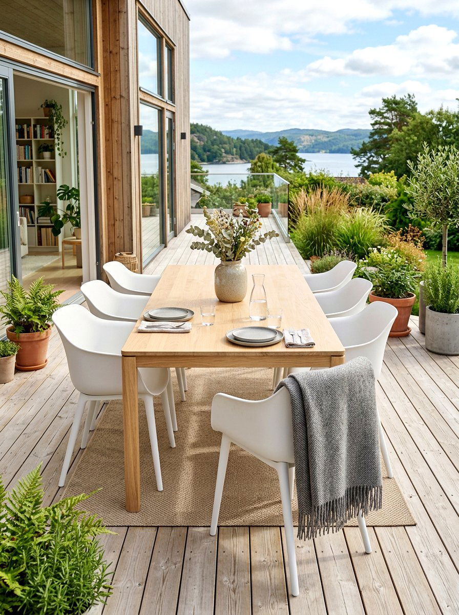 Scandinavian Wood Patio Table - 30 covered patio breakfast nook ideas