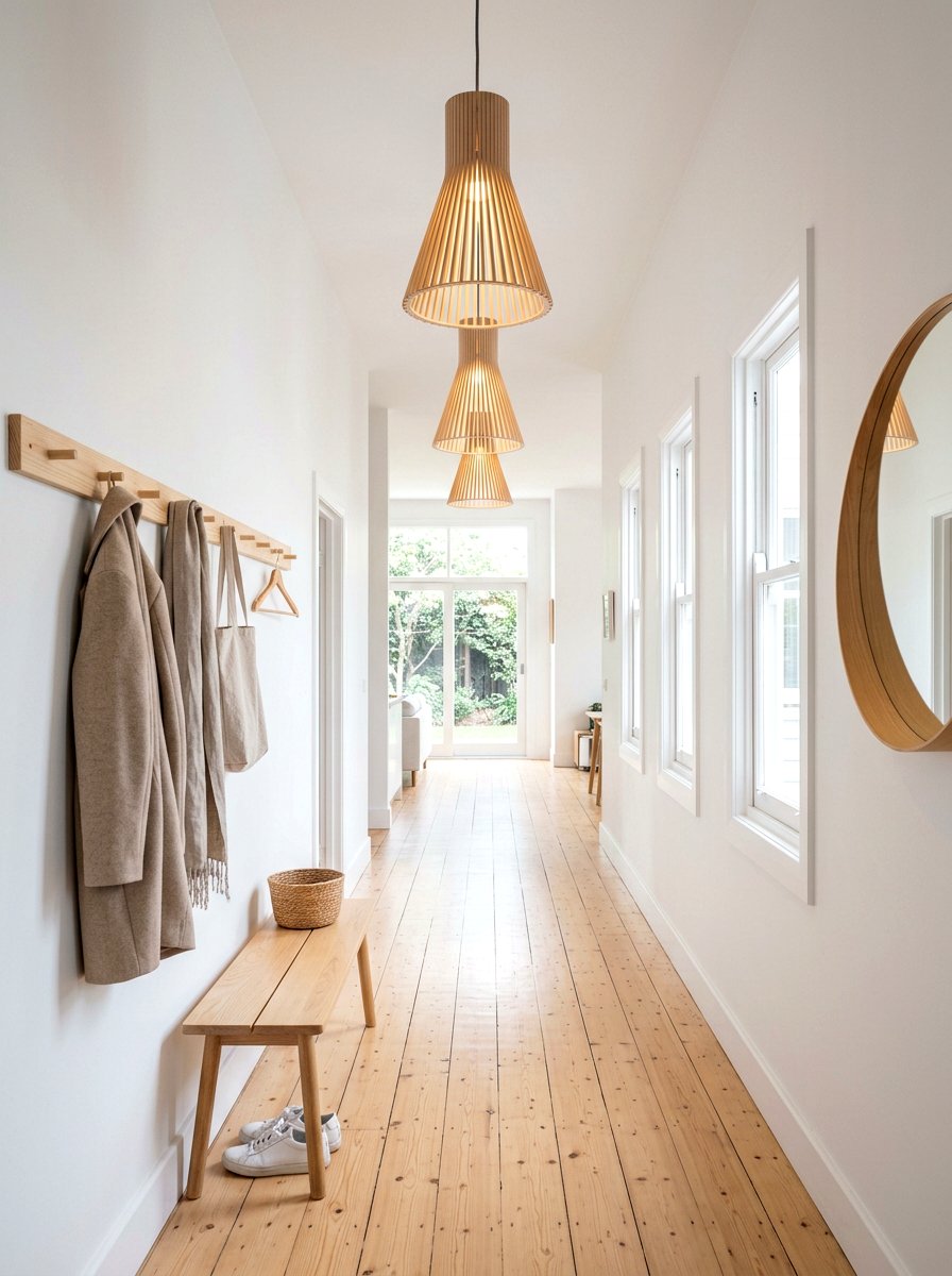 Scandinavian Wood Pendant - 30 long foyer lighting ideas