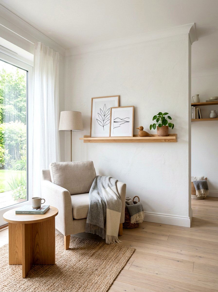 Scandinavian Wood Picture Ledge - 30 picture ledge renter ideas