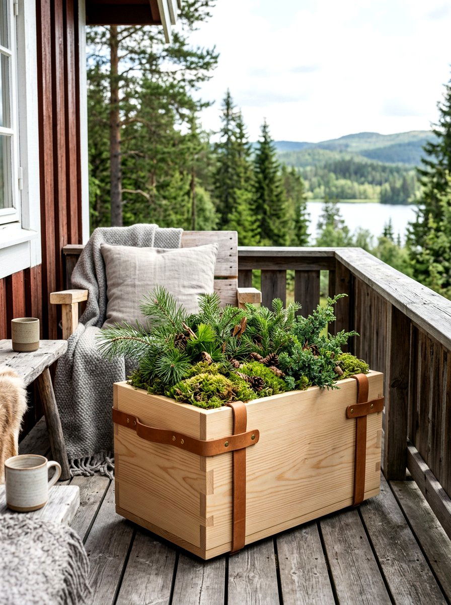Scandinavian Wood Porch Planter - 30 porch ceiling planter ideas
