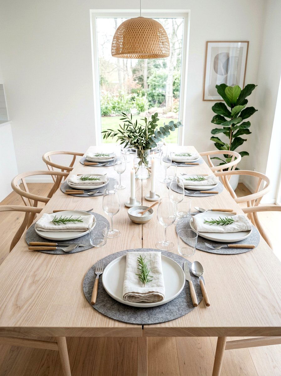 Scandinavian Wood Table Setting - 30 layered table setting ideas