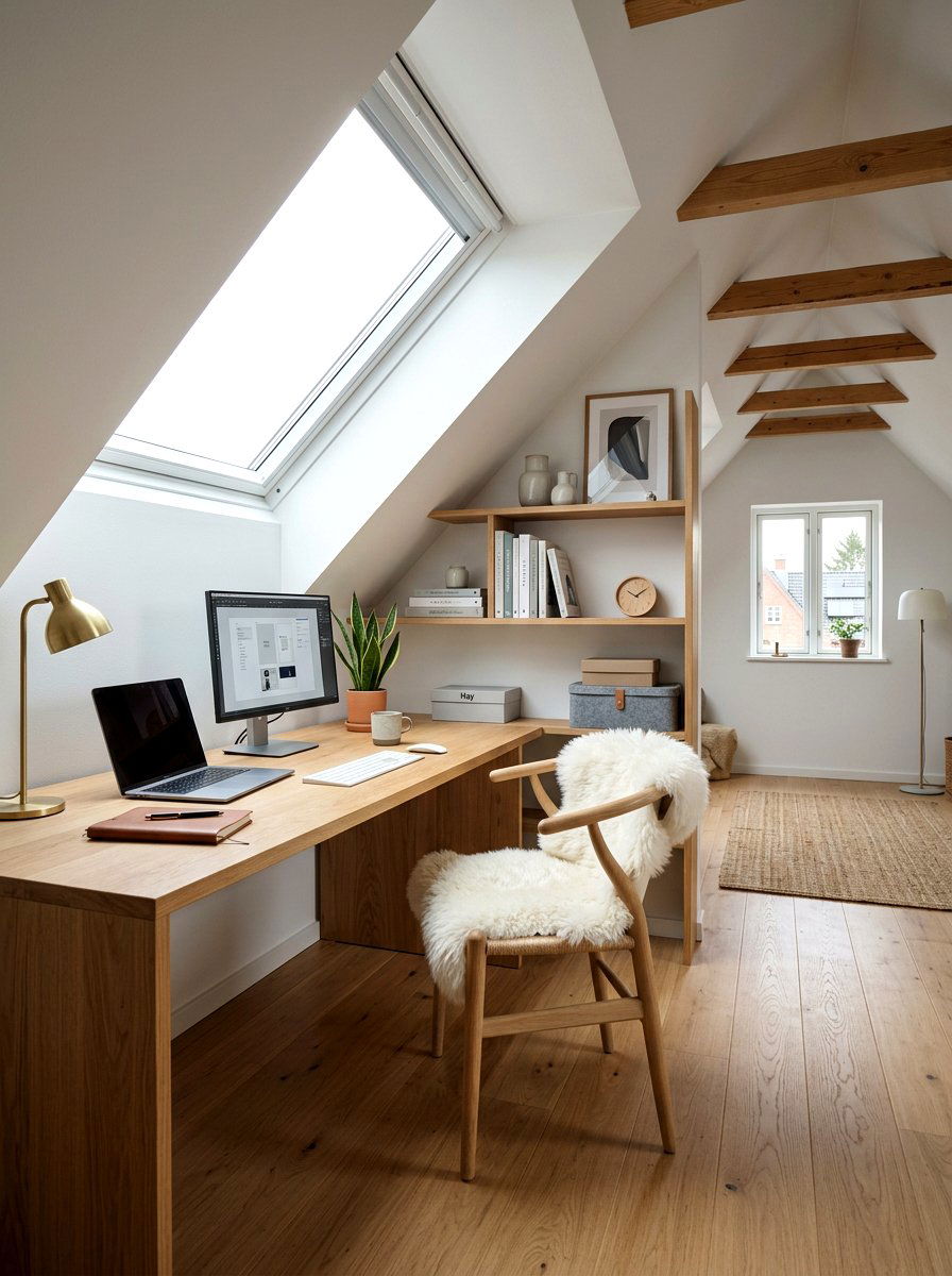 Scandinavian Workspace Attic - 30 attic studio ideas