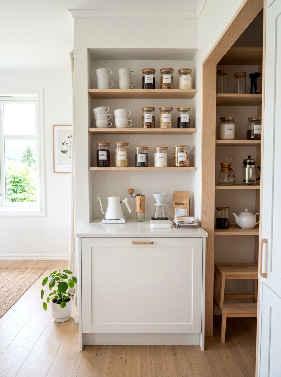 Scandinavian coffee pantry design - 30 coffee pantry wall ideas