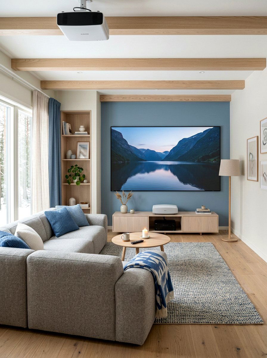 Scandinavian design home theater - 30 projector room ideas