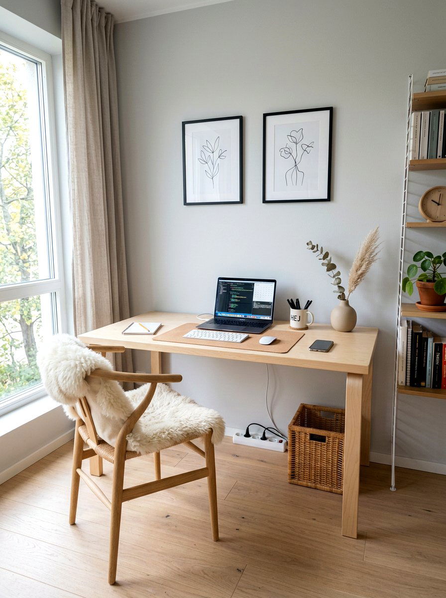 Scandinavian desk setup - 30 cozy home office ideas