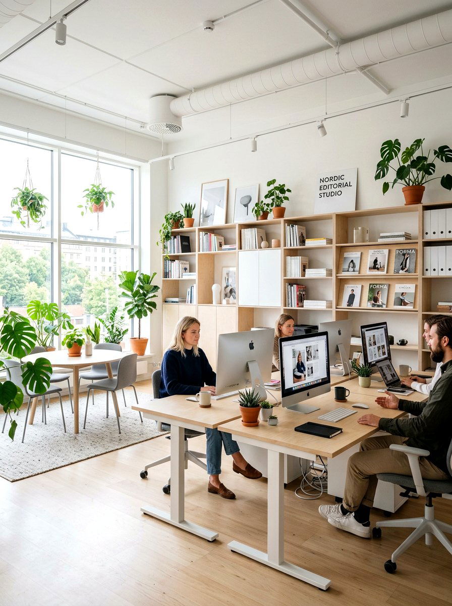 Scandinavian editorial studio setup - 30 editorial office ideas