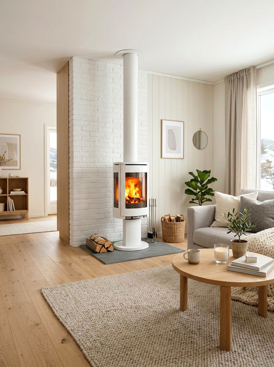 Scandinavian fireplace - 30 living room fireplace ideas