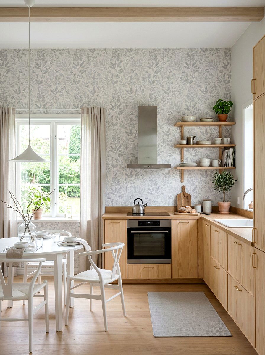 Scandinavian floral kitchen wallpaper - 30 floral kitchen wallpaper ideas