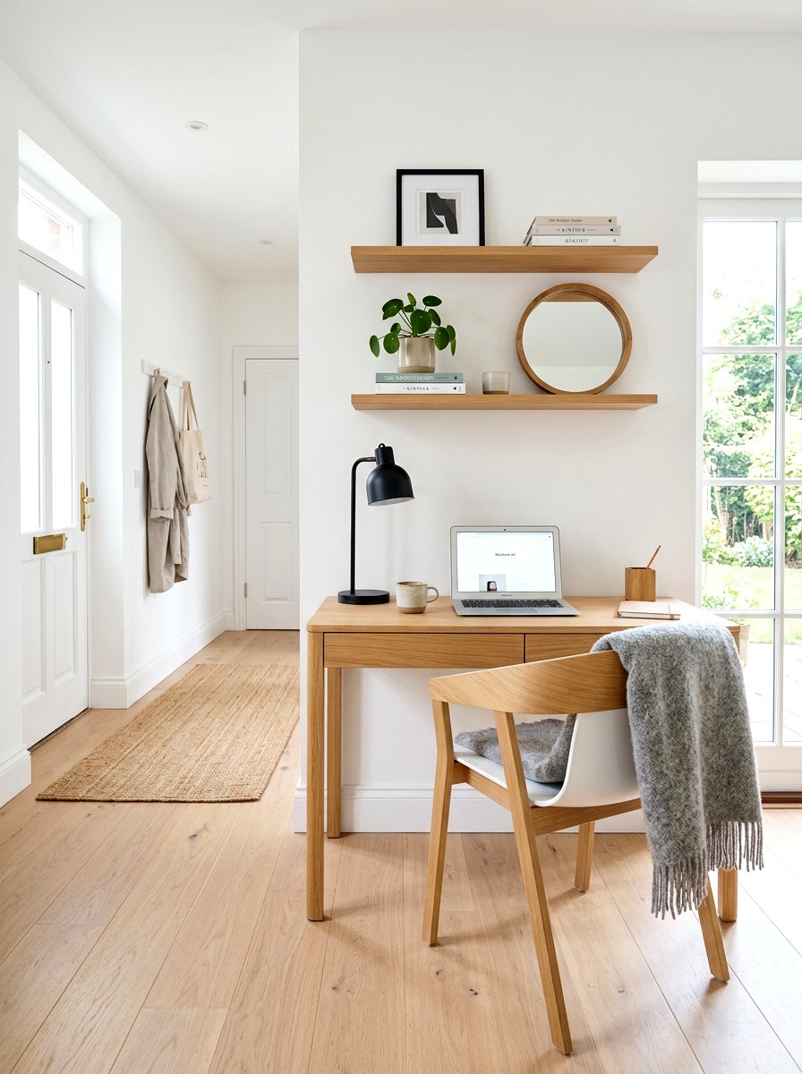 Scandinavian hallway desk nook - 30 hallway office nook ideas