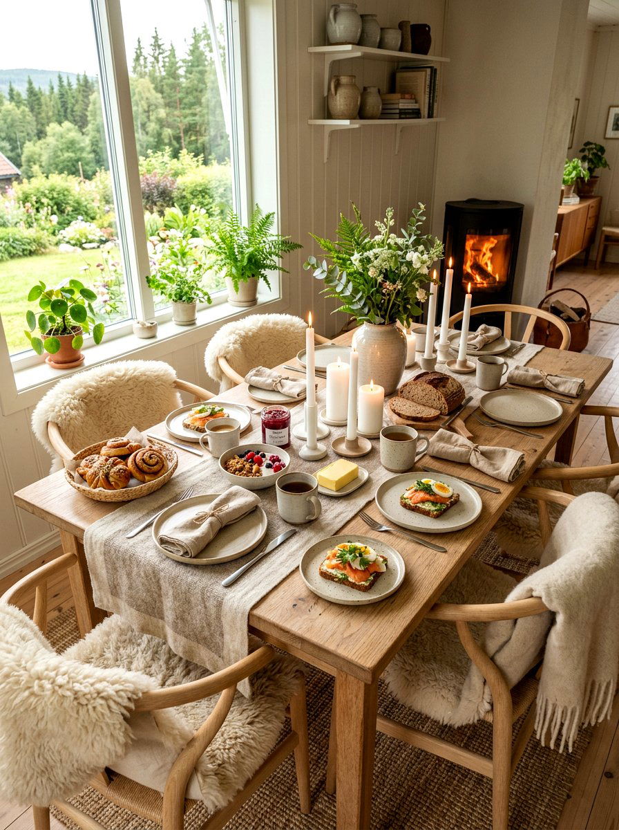 Scandinavian hygge brunch table - 30 elegant brunch table ideas