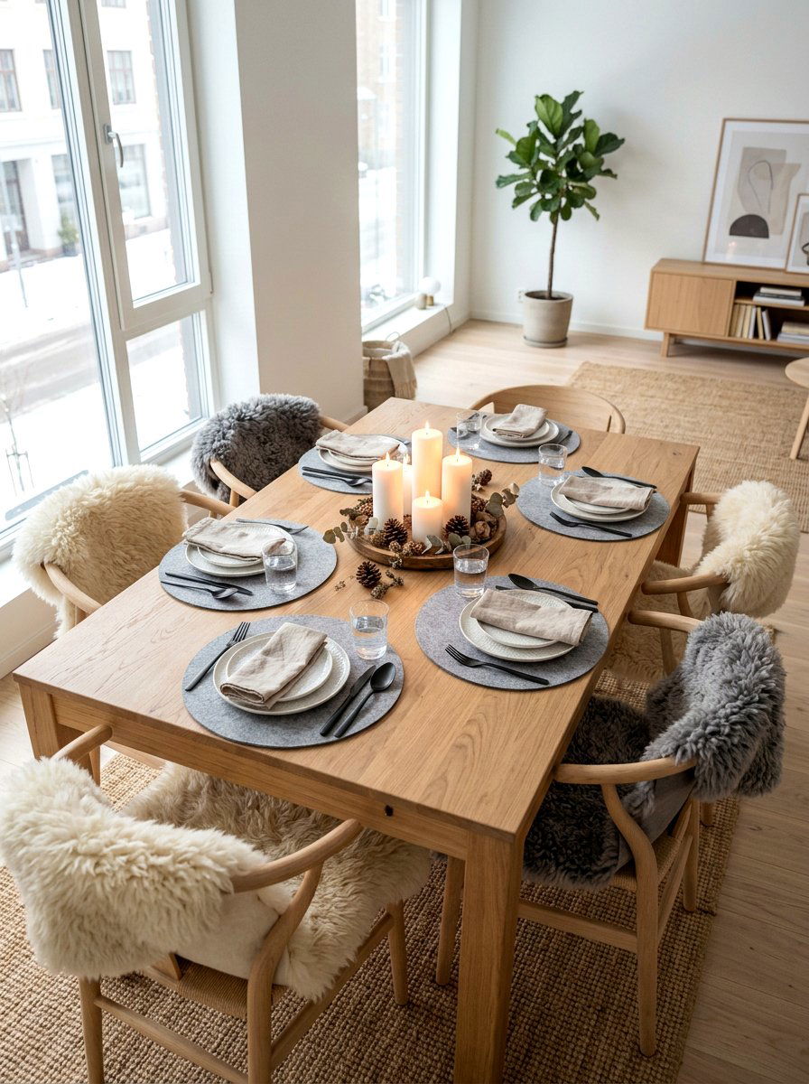 Scandinavian hygge dining table - 30 dinner party table ideas aesthetic