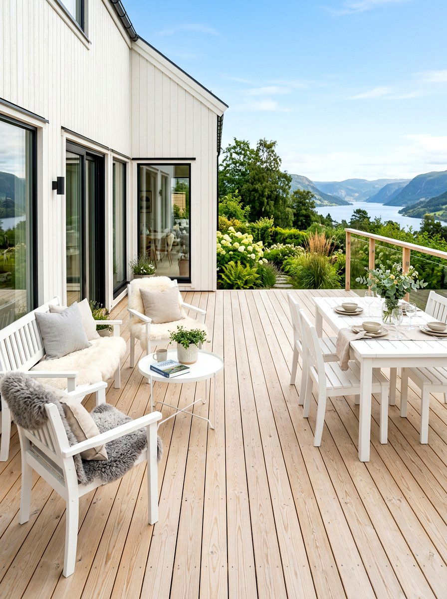 Scandinavian inspired wood patio - 30 warm minimalist patio ideas