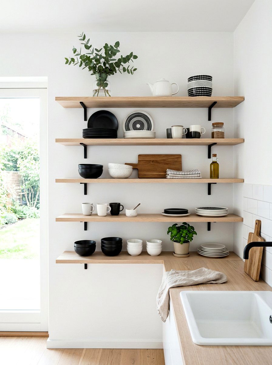 Scandinavian kitchen shelving - 30 open kitchen shelf ideas