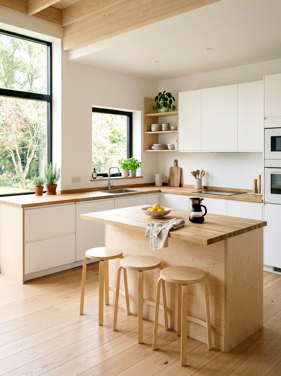 Scandinavian kitchen with light birch - 30 butcher block countertop ideas