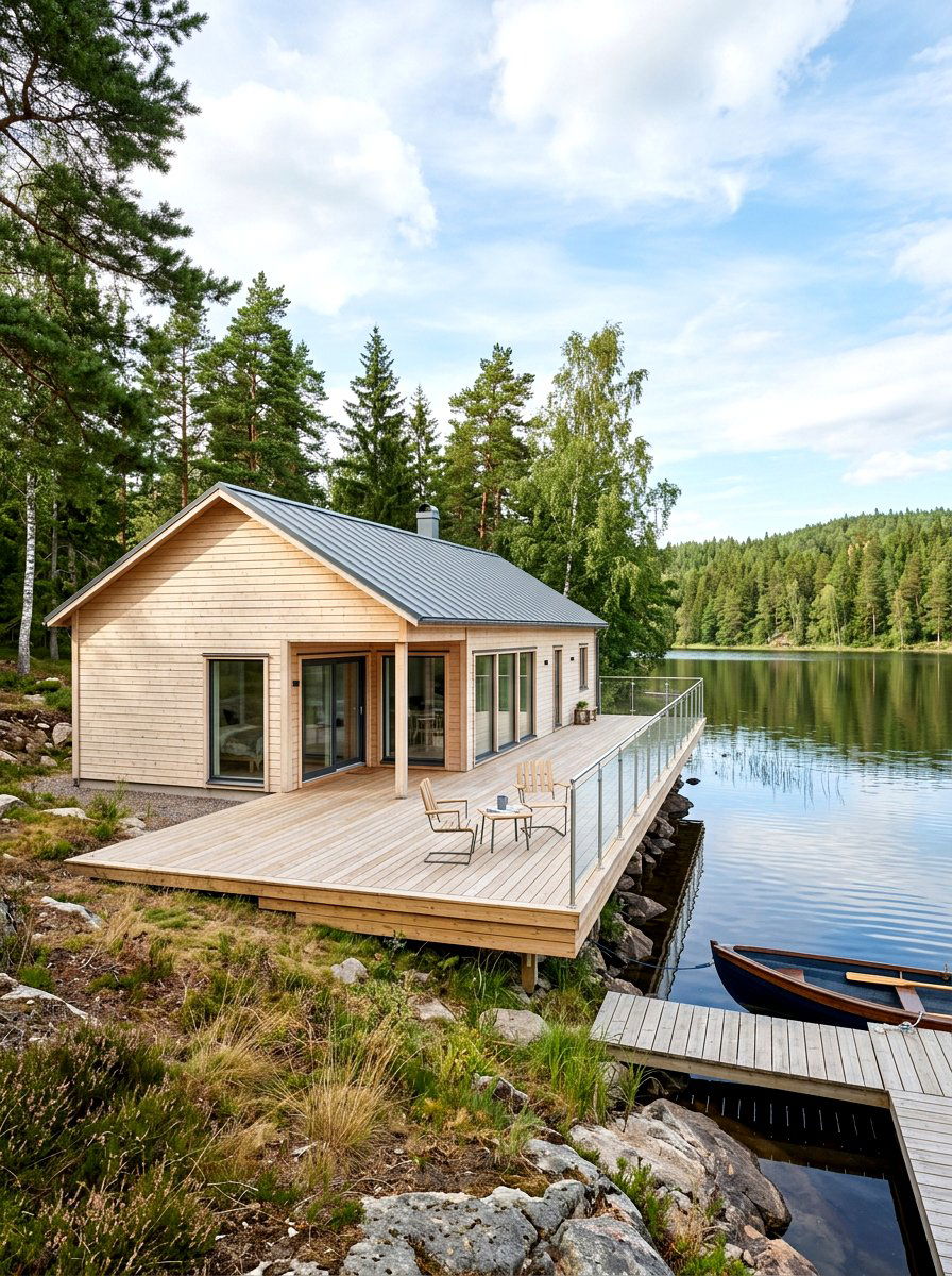 Scandinavian lake house exterior - 30 lake house exterior ideas