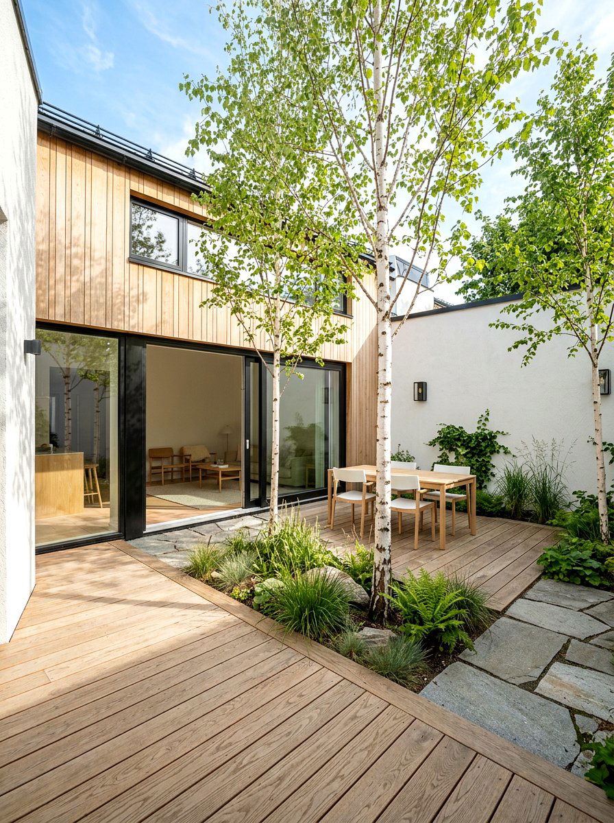 Scandinavian light courtyard - 30 indoor courtyard garden ideas