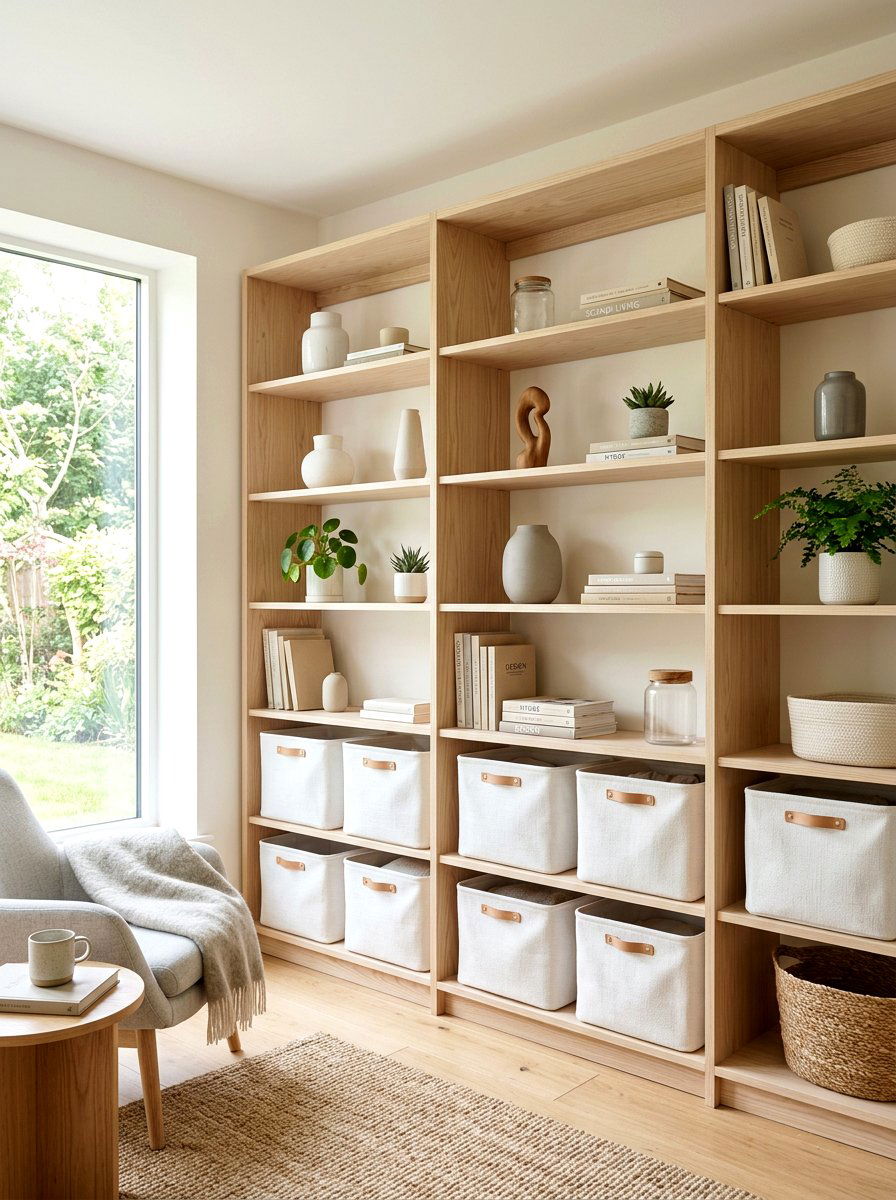 Scandinavian light wood storage - 30 home archive room ideas