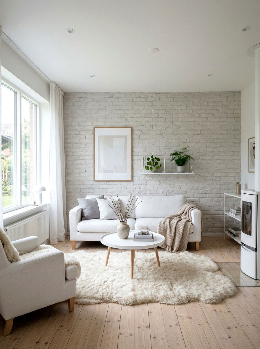 Scandinavian limewash brick wall - 30 limewashed brick wall ideas