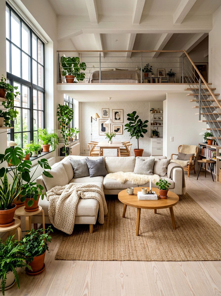 Scandinavian loft apartment - 30 loft living room ideas