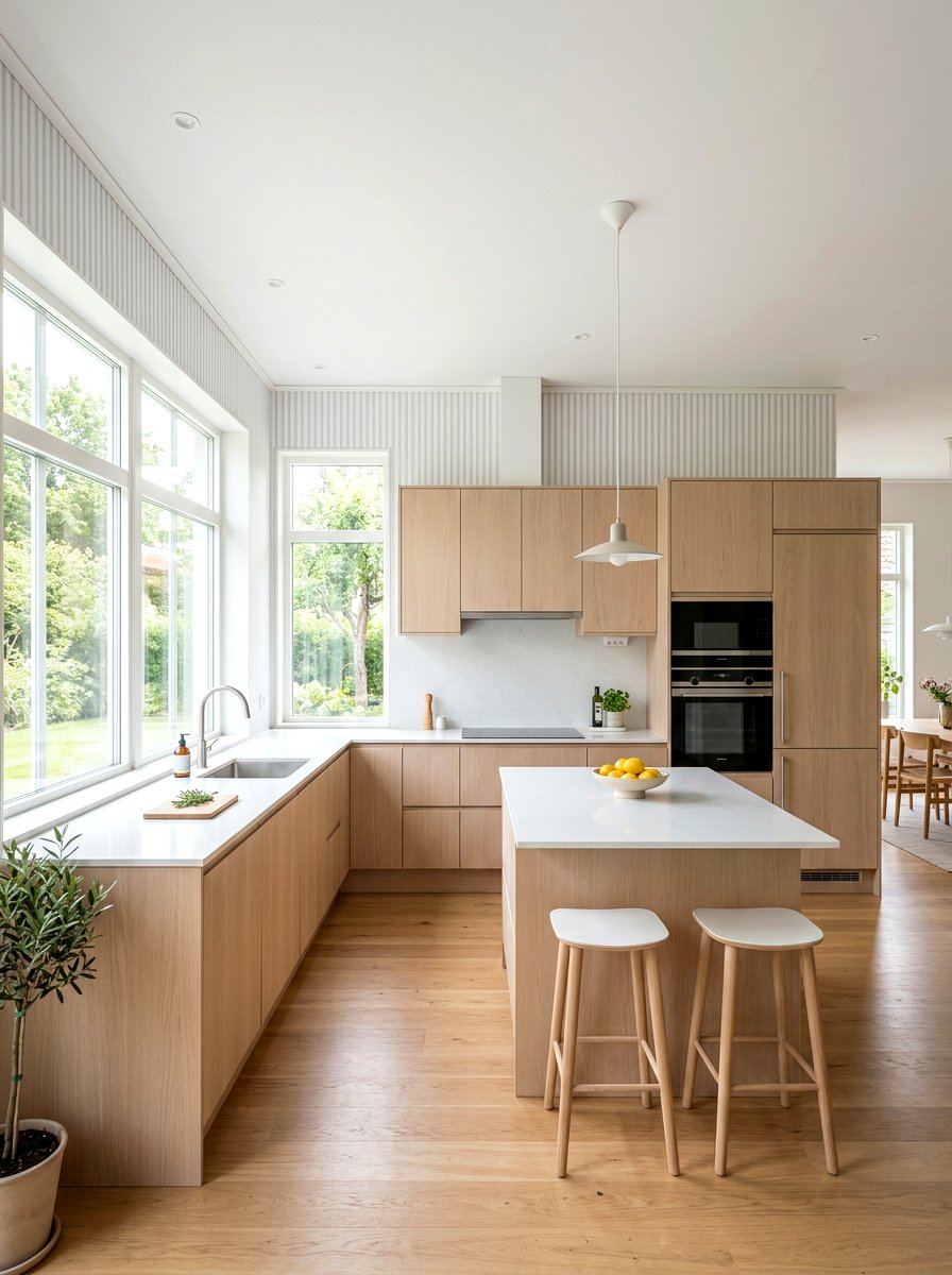 Scandinavian minimal striped kitchen - 30 striped kitchen wallpaper ideas