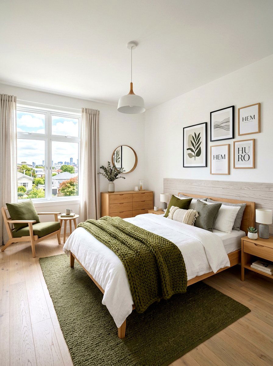 Scandinavian olive green bedroom - 30 olive drab bedroom ideas