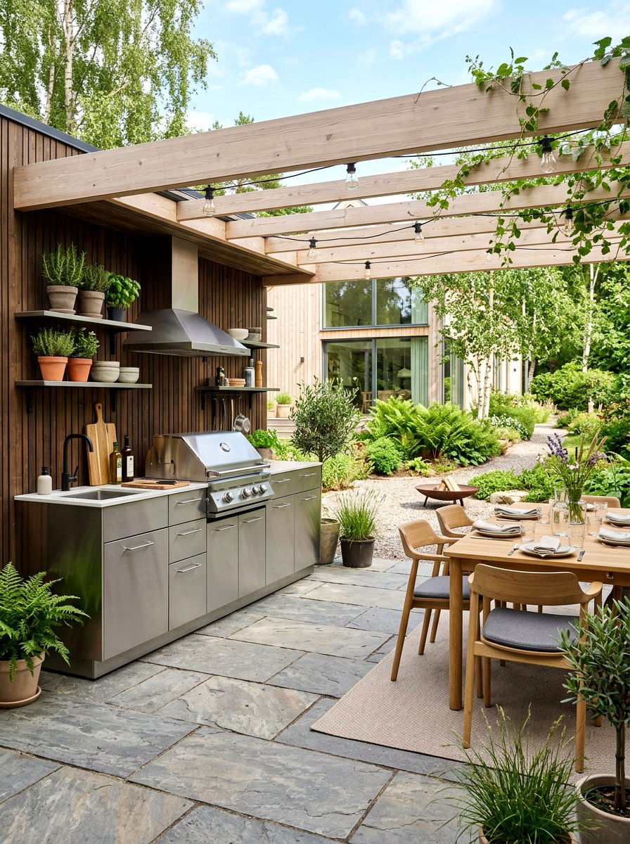 Scandinavian outdoor kitchen - 30 Scandinavian patio ideas