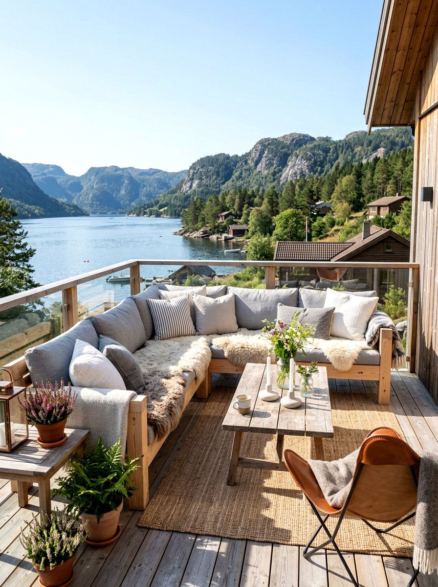 Scandinavian outdoor lounge deck - 30 candlelit patio dinner ideas
