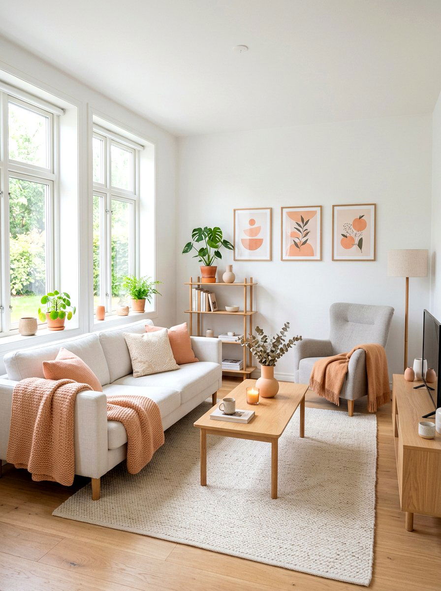 Scandinavian peach living room - 30 peach living room ideas