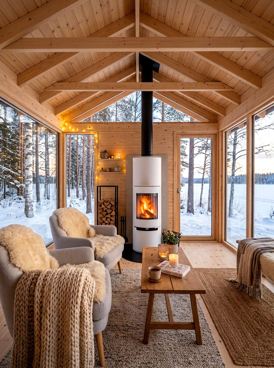 Scandinavian style fireplace pavilion - 30 pavilion fireplace ideas