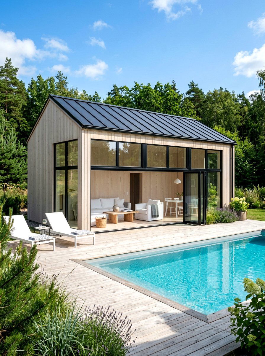 Scandinavian style pool house - 30 modern pool house ideas
