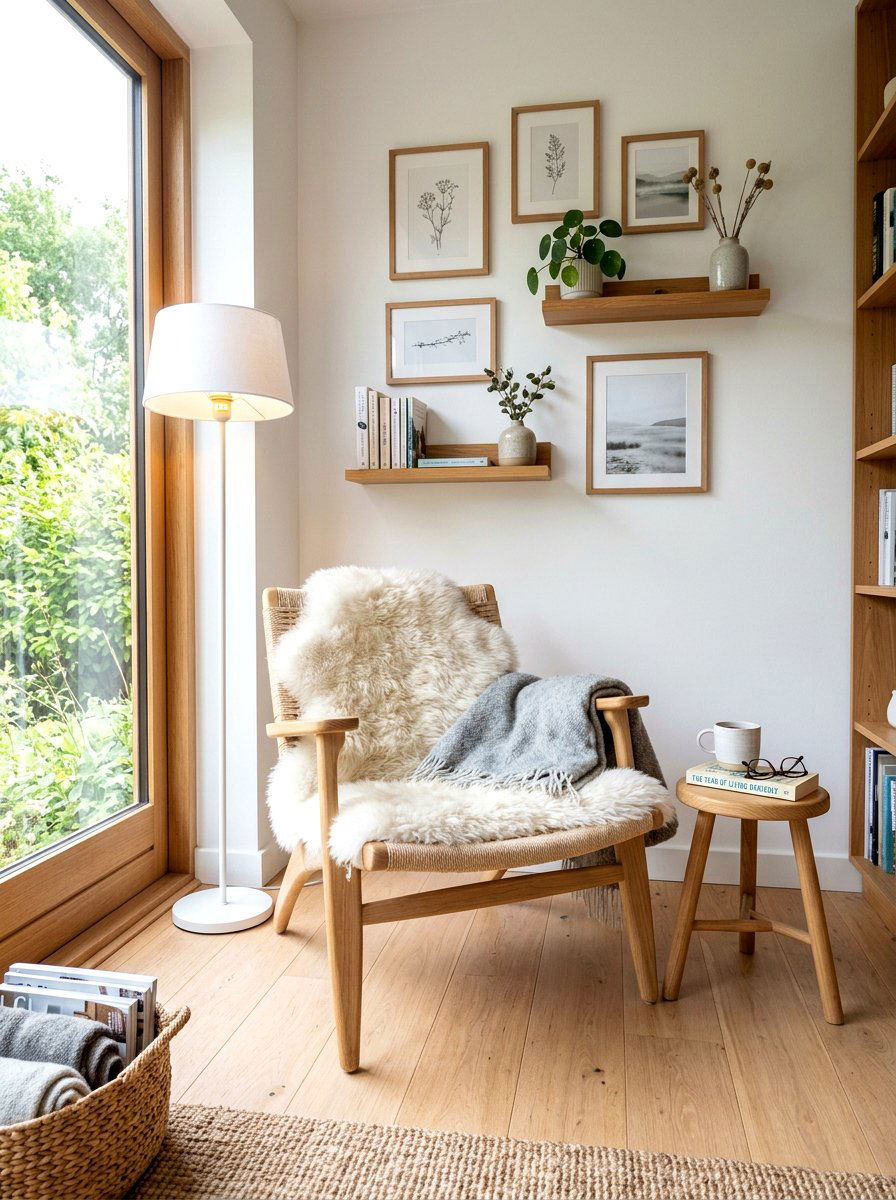 Scandinavian style reading corner - 30 basement reading nook ideas